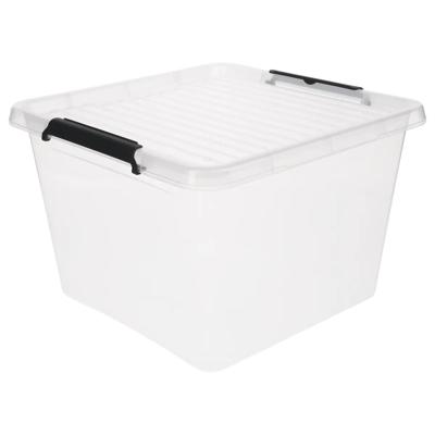 5Five opberg kist met deksel - Clip Box - 32 liter - 39 x 39 x 26 cm - kunststof - transparant