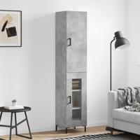 Hoge kast 34,5x34x180 cm bewerkt hout betongrijs