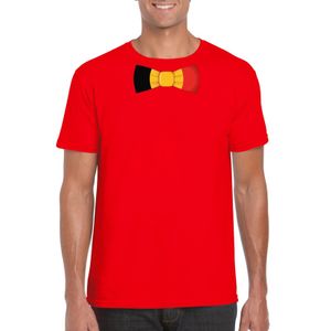 Rood t-shirt met Belgie vlag strikje heren