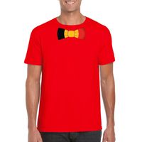 Rood t-shirt met Belgie vlag strikje heren - thumbnail