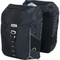 Basil miles double bag - waterdichte dubbele fietstas, unisex, sportief, zwart-limoen