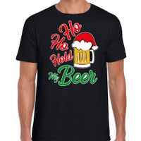 Ho ho hold my beer fout Kerstshirt / outfit zwart voor heren