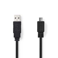 Platte USB 2.0-Kabel | A Male - Micro-B Male | 1,0 m | Zwart [CCGP60505BK10]