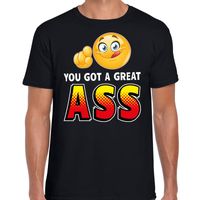 Funny emoticon t-shirt you got a great ass zwart voor heren