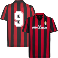 AC Milan Retro Voetbalshirt 1988-1989 + Nummer 9