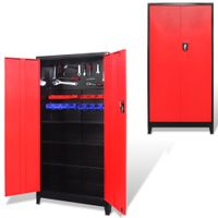 VidaXL Gereedschapskast met 2 deuren 90x40x180 cm staal zwart en rood