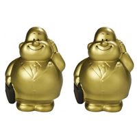 Set van 4x stuks anti stressbal goud zakenman in pak 9 cm - thumbnail