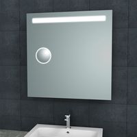 Badkamerspiegel BWS Mire Rechthoek Inclusief LED Verlichting + Scheerspiegel 80 cm - thumbnail
