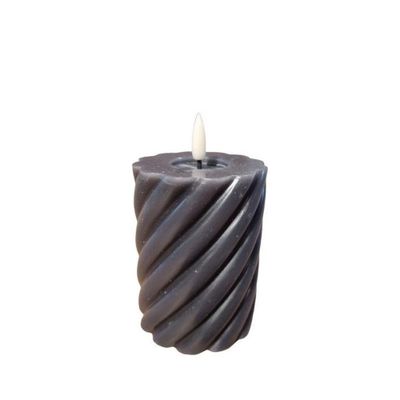 Twisted Pillar Candle Rustic Black 7.5x10cm