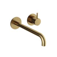 Hotbath Cobber - Wastafelmengkraan - zonder Waste - Laag - Geborsteld Messing PVD - Inbouw - Messing - V03