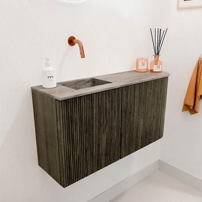 Toiletmeubel Mondiaz Joya Dlux | 81.6 cm | Meubelkleur Shadow | Faye wastafel Oza Wasbak Links | Zonder kraangat(en)