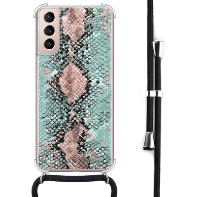 Samsung Galaxy S21 hoesje met koord - Snake pastel