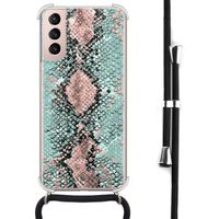 Samsung Galaxy S21 hoesje met koord - Snake pastel