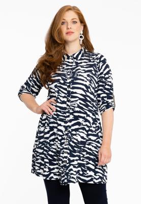 Yoek Blouse met glitter detail ARIA | Blauw | Maat 58/60