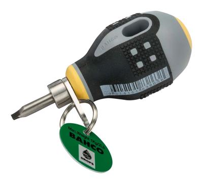 Bahco Schroevendraaier ERGO™ | met veiligheidsring | driecomponentengreep | stubby | rechte punt | gleuf | 1 mm x 5.5 mm x 25 mm - TAH - TAHBE-8350
