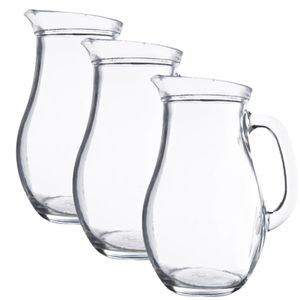 3x stuks karaffen/schenkkannen 1 liter van glas bol model