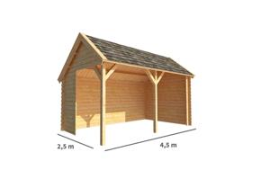 Overkapping Michelle 450 cm bij 250 cm diep Kapschuurdak - Warentuin collection