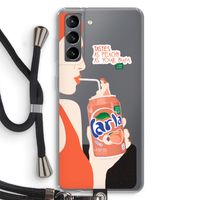 Peach please!: Samsung Galaxy S21 Transparant Hoesje met koord