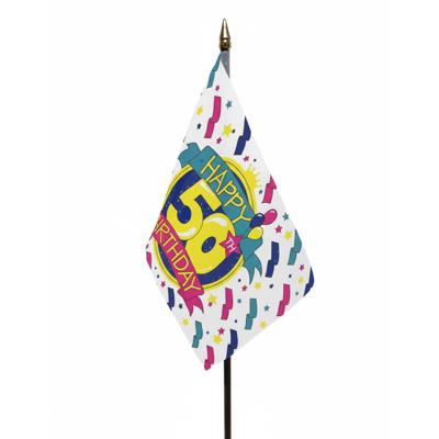 Happy 50th Birthday verjaardag - mini tafel vlaggetje op stok - 10 x 15 cm - leeftijd versiering Happy 50th Birthday verjaardag - mini tafel vlaggetje op stok - 10 x 15 cm - leeftijd versiering
