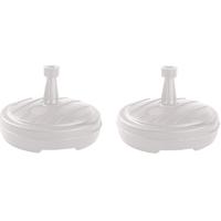 Parasolvoet - 2x - rond - wit - 13 liter - D45 cm - parasolhouder - vulbaar