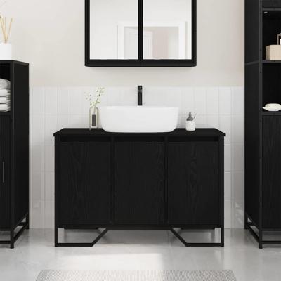 Badkamer Waskast Zwart Eiken 91x35x60 cm Bewerkt Hout