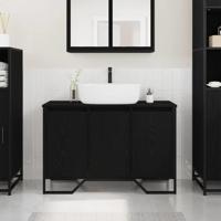 Badkamer Waskast Zwart Eiken 91x35x60 cm Bewerkt Hout