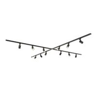 Taros Railverlichting Pakket - X-vorm - 4x 1,5m rail - 12 railspots - Incl. 2700K GU10 - IP20 - Modulair - 230V