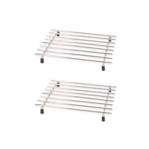 Excellent Houseware Pannenonderzetter - 5x stuks - roestvrij staal - 24 x 19 cm - met antislip voetj