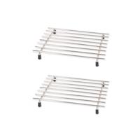 Excellent Houseware Pannenonderzetter - 5x stuks - roestvrij staal - 24 x 19 cm - met antislip voetj