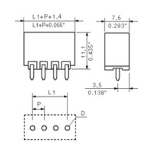 Weidmüller 1836990000 Male behuizing (board) BL/SL Totaal aantal polen: 10 Rastermaat: 3.50 mm Inhoud: 50 stuk(s)