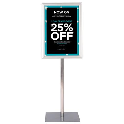 A3 Verstelbare Sokkel Stoepbord voor Poster met Zware Vierkante Metalen Voet 42 x 29,5 cm Zilver