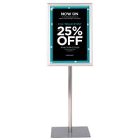 A3 Verstelbare Sokkel Stoepbord voor Poster met Zware Vierkante Metalen Voet 42 x 29,5 cm Zilver