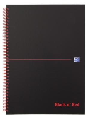 Oxford BLACK N&apos; RED spiraalblok karton, 140 bladzijden ft A4, geruit 5 mm