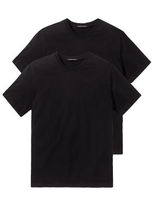 Schiesser - 2p Shirt - American Crew-Neck - zwart, Maat:3XL