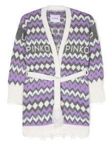 Pinko Kids cardigan à logo intarsia - Blanc