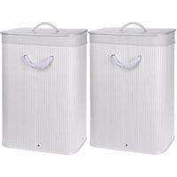 2x Witte bamboe wasmanden 60 liter