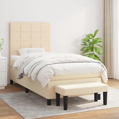 Boxspring met matras stof crèmekleurig 80x200 cm