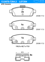 Remblokkenset, schijfrem ATE Ceramic ATE, u.a. für Opel, Vauxhall, Chevrolet