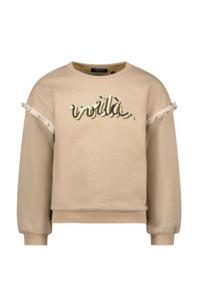 Like Flo Meisjes sweater ruffel - Danee - Grijs melee gouden lurex