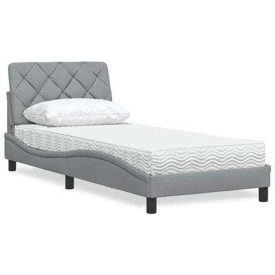 Bed met matras stof lichtgrijs 90x190 cm