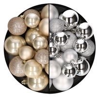 Kerstballen 60x stuks - mix zilver/champagne - 4-5-6 cm - kunststof