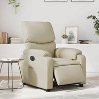 Fauteuil elektrisch verstelbaar kunstleer crèmekleurig