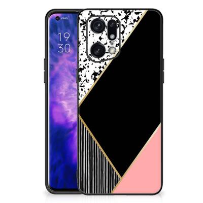 OPPO Find X5 Pro Backcover Zwart Roze Vormen