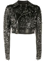 Philipp Plein veste crop à détail d'œillets - Noir - thumbnail