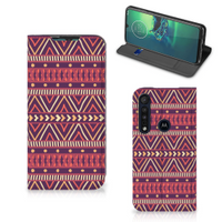 Motorola G8 Plus Hoesje met Magneet Aztec Paars - thumbnail