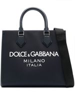 Dolce & Gabbana sac cabas en toile à logo embossé - Bleu