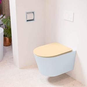 Wandcloset Mondiaz Lavie | Zonder spoelrand | Incl.Toiletzitting-Sand | Keramiek | Clay (licht grijs)