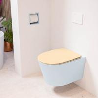 Wandcloset Mondiaz Lavie | Zonder spoelrand | Incl.Toiletzitting-Sand | Keramiek | Clay (licht grijs)