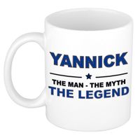 Yannick The man, The myth the legend collega kado mokken/bekers 300 ml
