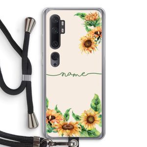 Zonnebloemen: Xiaomi Mi Note 10 Transparant Hoesje met koord